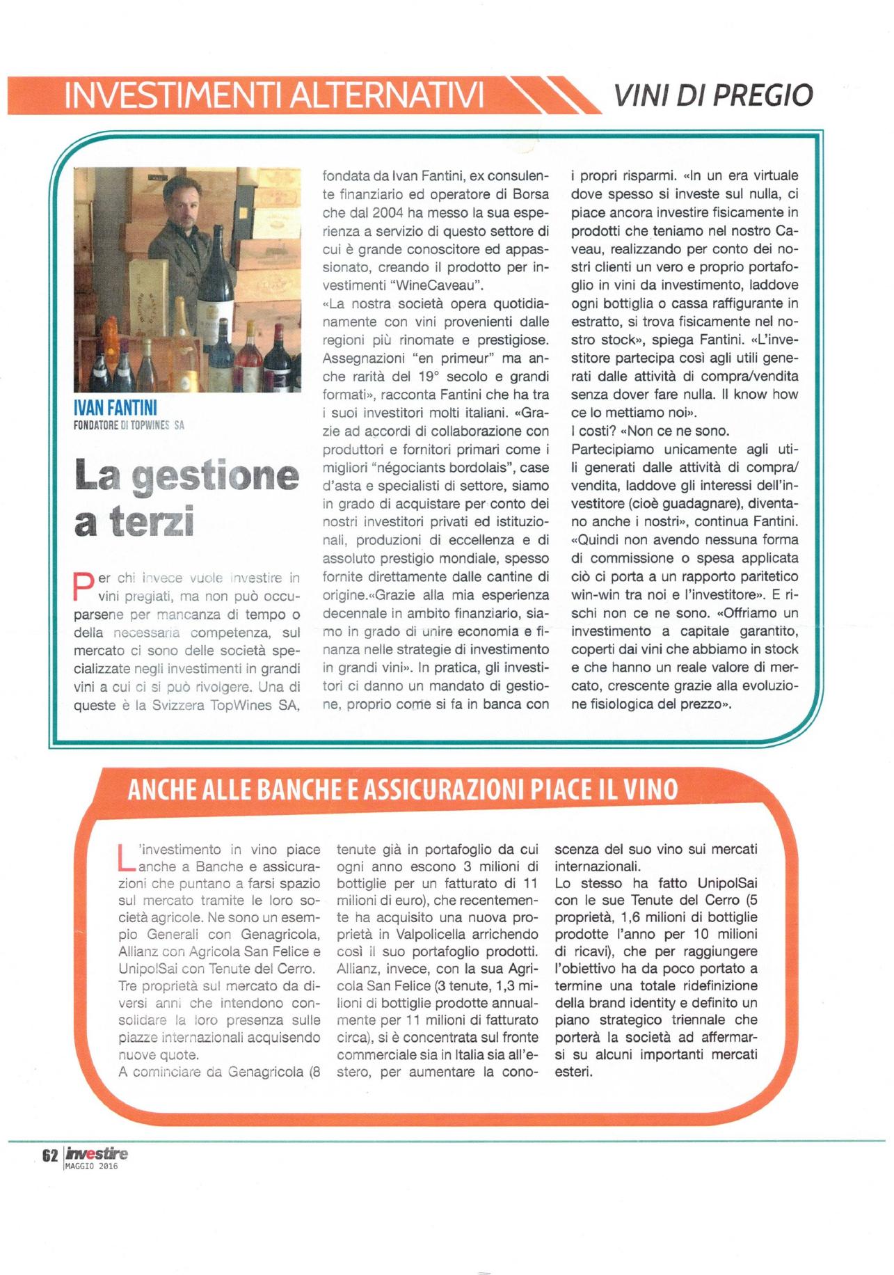 Investire, maggio 2016 - La gestione a terzi